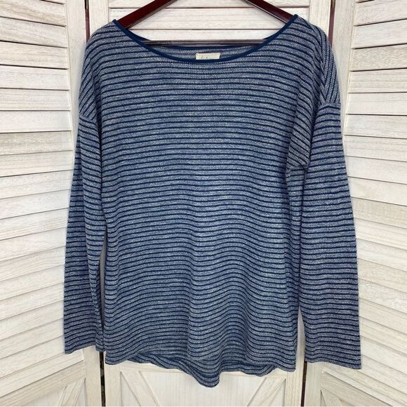 Lou & Grey Striped Knit Tunic Pullover Top Blue Large - Picture 6 of 11
